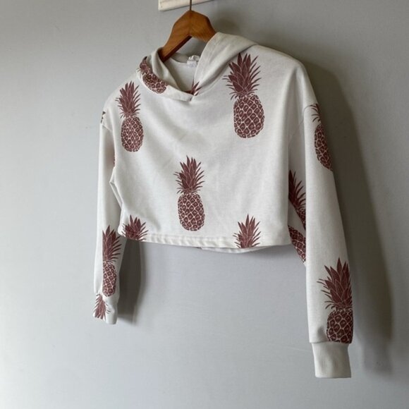 Shein crop top hoodie sweater girls youth size 10 pineapple pattern - Picture 4 of 6